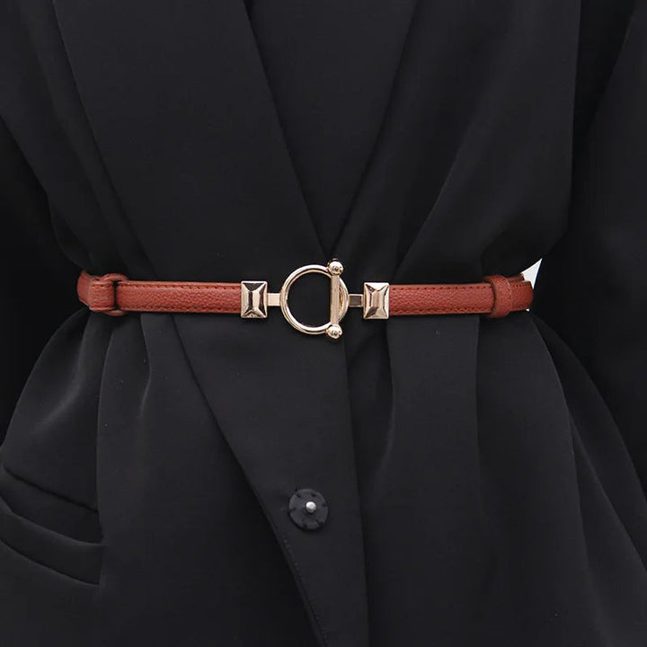 Minimalist Designer Dress Belt – Stylish Leather Belt with Adjustable Metal Buckle-Brown-State of Style