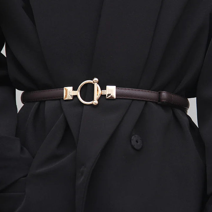 Minimalist Designer Dress Belt – Stylish Leather Belt with Adjustable Metal Buckle-Coffee-State of Style