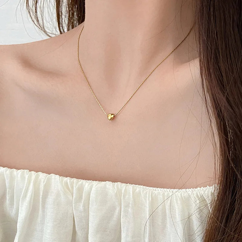 Minimalist Heart Necklace | Sleek Design-Gold-State of Style