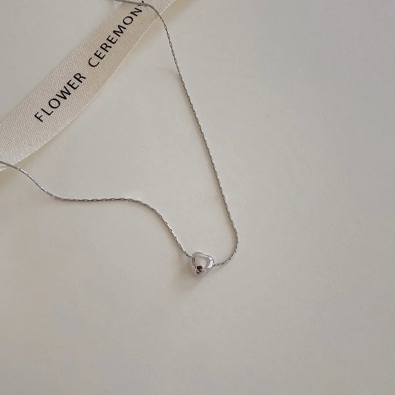 Minimalist Heart Necklace | Sleek Design-Silver-State of Style