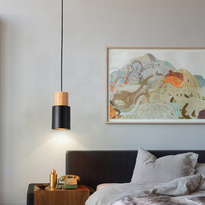 Minimalist LED Cylinder Pendant Light - NordicGlow-Black-State of Style