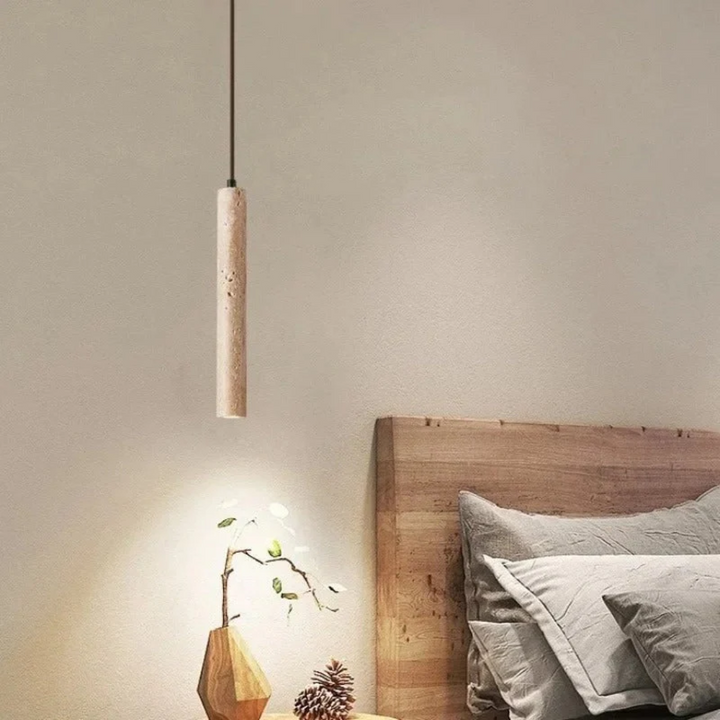 Minimalist Travertine Wabi-Sabi Style LED Chandelier - LumoLine-1 Head-State of Style
