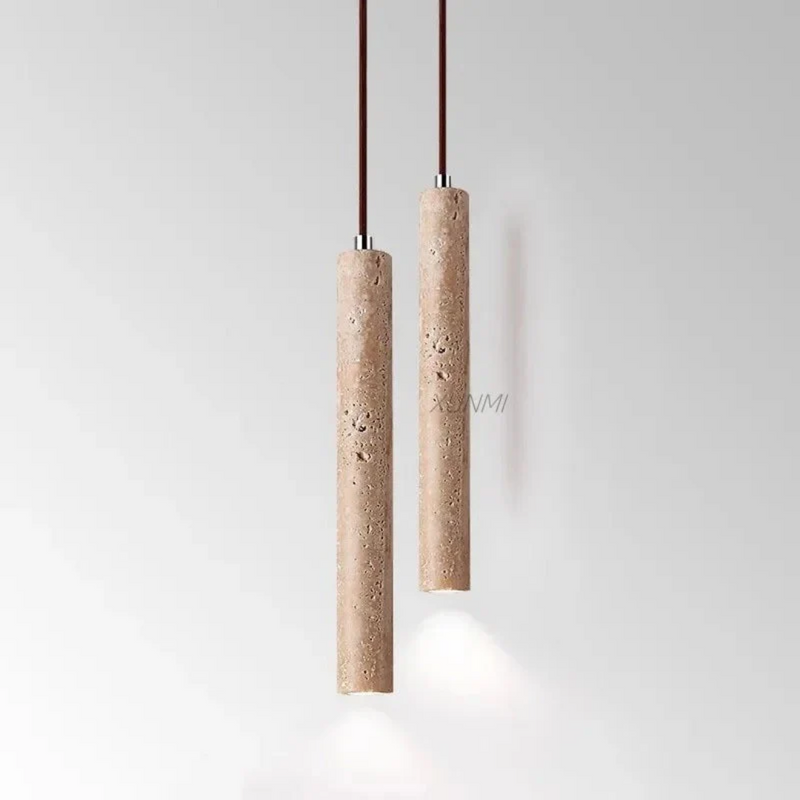 Minimalist Travertine Wabi-Sabi Style LED Chandelier - LumoLine-1 Head-State of Style
