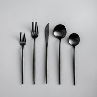 Minimalistic Cutlery for Modern Tables - PureSet-Matte Black-Set for 4 people (20 pieces)-State of Style