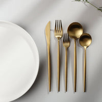 Minimalistic Cutlery for Modern Tables - PureSet-Matte Gold-Set for 4 people (20 pieces)-State of Style