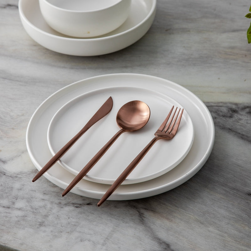 Minimalistic Cutlery for Modern Tables - PureSet-Matte Gold-Set for 4 people (20 pieces)-State of Style