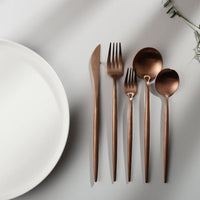 Minimalistic Cutlery for Modern Tables - PureSet-Matte Gold-Set for 4 people (20 pieces)-State of Style