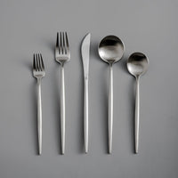 Minimalistic Cutlery for Modern Tables - PureSet-Matte Silver-Set for 4 people (20 pieces)-State of Style