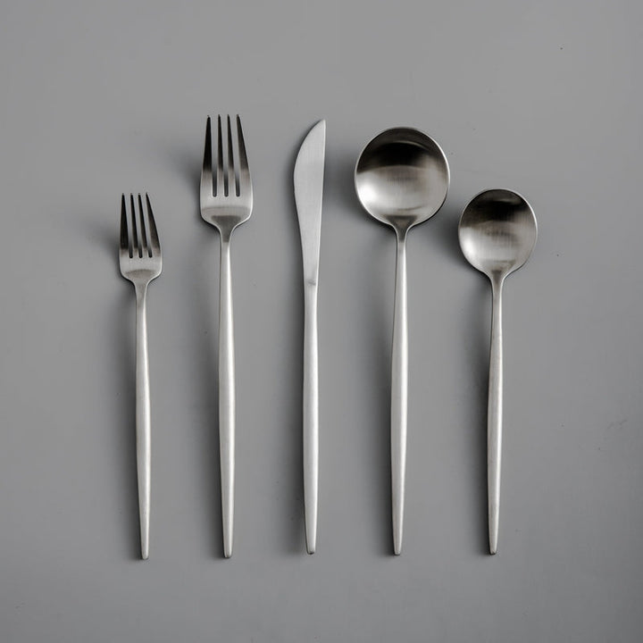 Minimalistic Cutlery for Modern Tables - PureSet-Matte Silver-Set for 4 people (20 pieces)-State of Style
