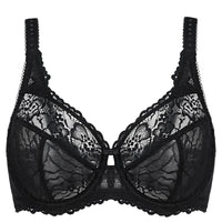Minimiser Bra with Floral Lace in Plus Size-Black-12B-State of Style