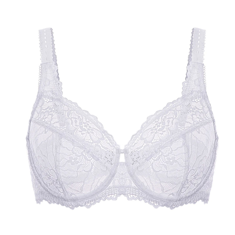 Minimiser Bra with Floral Lace in Plus Size-Nude-14B-State of Style