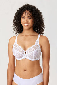 Minimiser Bra with Floral Lace in Plus Size-Red-12B-State of Style