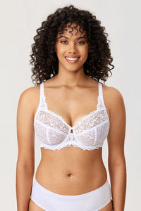 Minimiser Bra with Floral Lace in Plus Size-Red-12B-State of Style
