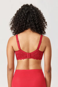 Minimiser Bra with Floral Lace in Plus Size-Red-12B-State of Style