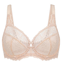 Minimiser Bra with Floral Lace in Plus Size-White-14B-State of Style