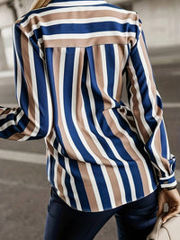 Mirabelle | Luxurious Striped Women's Blouse-Blue-Silver-M-State of Style