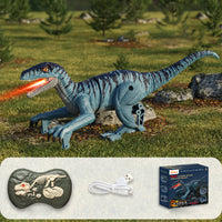 Mist-Spraying Interactive Dinosaur - RoboRex-Velociraptor 22cm - Blue-State of Style