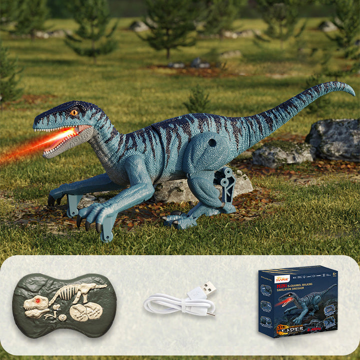 Mist-Spraying Interactive Dinosaur - RoboRex-Velociraptor 22cm - Blue-State of Style