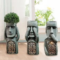 MoaiGlow Easter Island Planter Statue with LED Light-A-State of Style