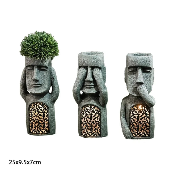 MoaiGlow Easter Island Planter Statue with LED Light-A-State of Style