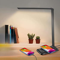 Modern Adjustable LED Desk Lamp with USB Charging Port - BrightEase-Dark Black-State of Style