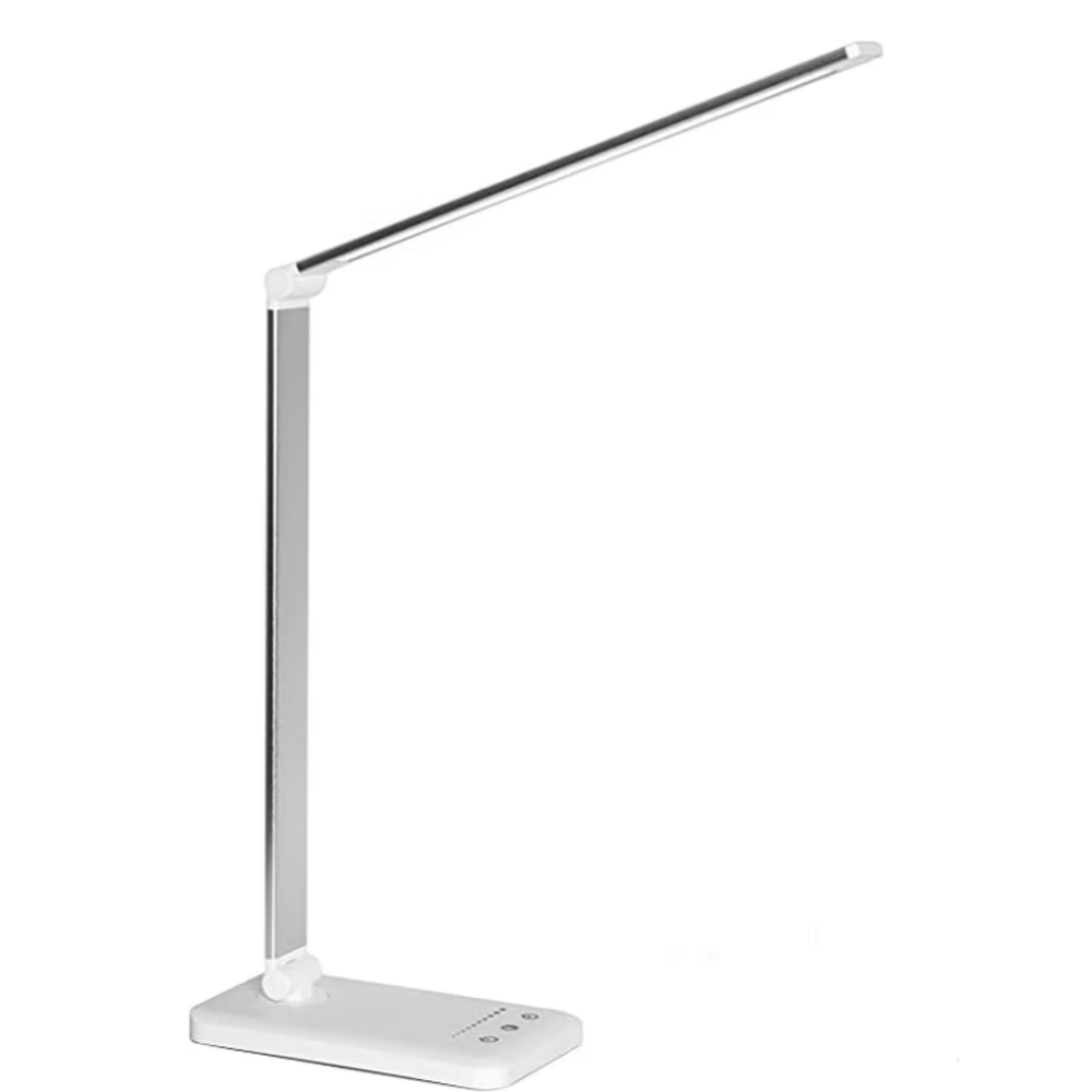 Modern Adjustable LED Desk Lamp with USB Charging Port - BrightEase-Silver-State of Style
