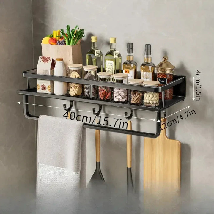 Modern Black Kitchen Rack - MetroRack-40 cm with Holder-State of Style