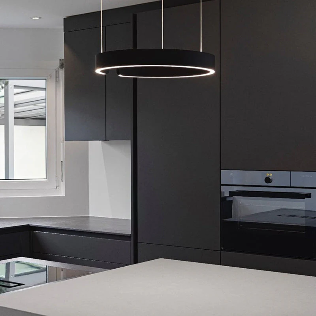 Modern Circle LED Pendant Light - HaloRing-Black-3 Colours-40 cm-State of Style