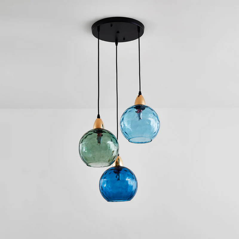 Modern Cluster Pendant Light with 3 Lamps - Cascade-Green-Round-State of Style