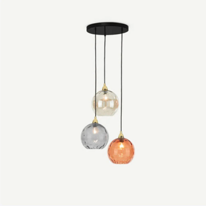 Modern Cluster Pendant Light with 3 Lamps - Cascade-Grey-Round-State of Style