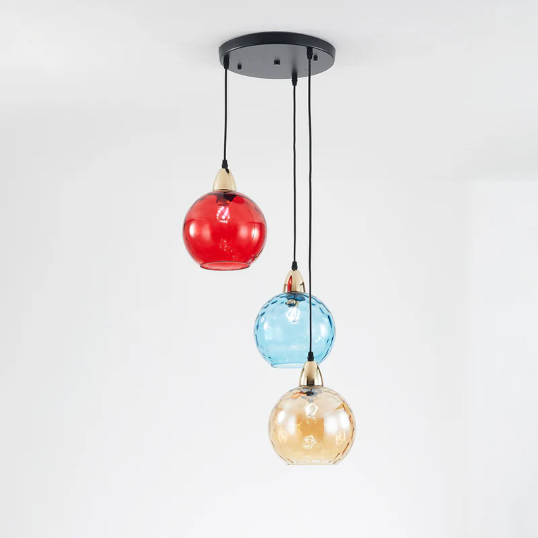 Modern Cluster Pendant Light with 3 Lamps - Cascade-Pink-Round-State of Style