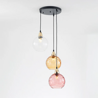 Modern Cluster Pendant Light with 3 Lamps - Cascade-Pink-Round-State of Style