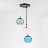 Modern Cluster Pendant Light with 3 Lamps - Cascade-Pink-Round-State of Style