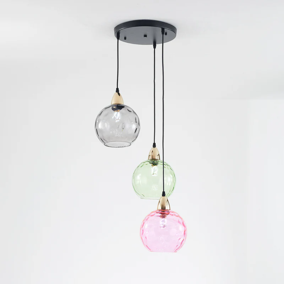 Modern Cluster Pendant Light with 3 Lamps - Cascade-Pink-Round-State of Style