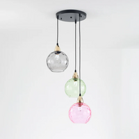 Modern Cluster Pendant Light with 3 Lamps - Cascade-Pink-Round-State of Style