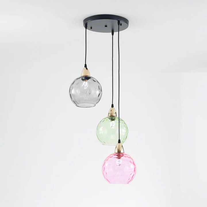 Modern Cluster Pendant Light with 3 Lamps - Cascade-Pink-Round-State of Style