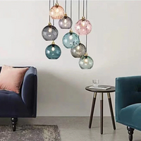 Modern Cluster Pendant Light with 3 Lamps - Cascade-Pink-Round-State of Style