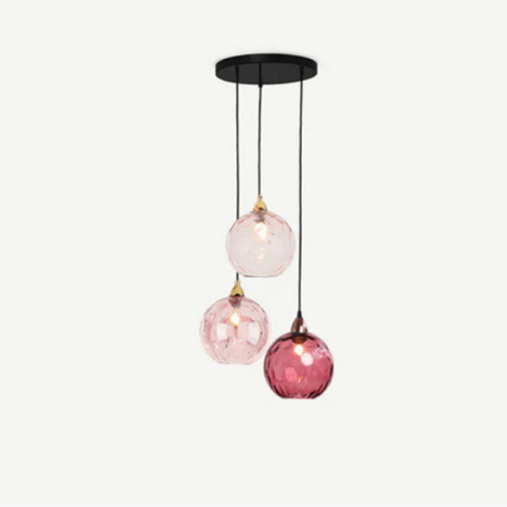 Modern Cluster Pendant Light with 3 Lamps - Cascade-Pink-Round-State of Style