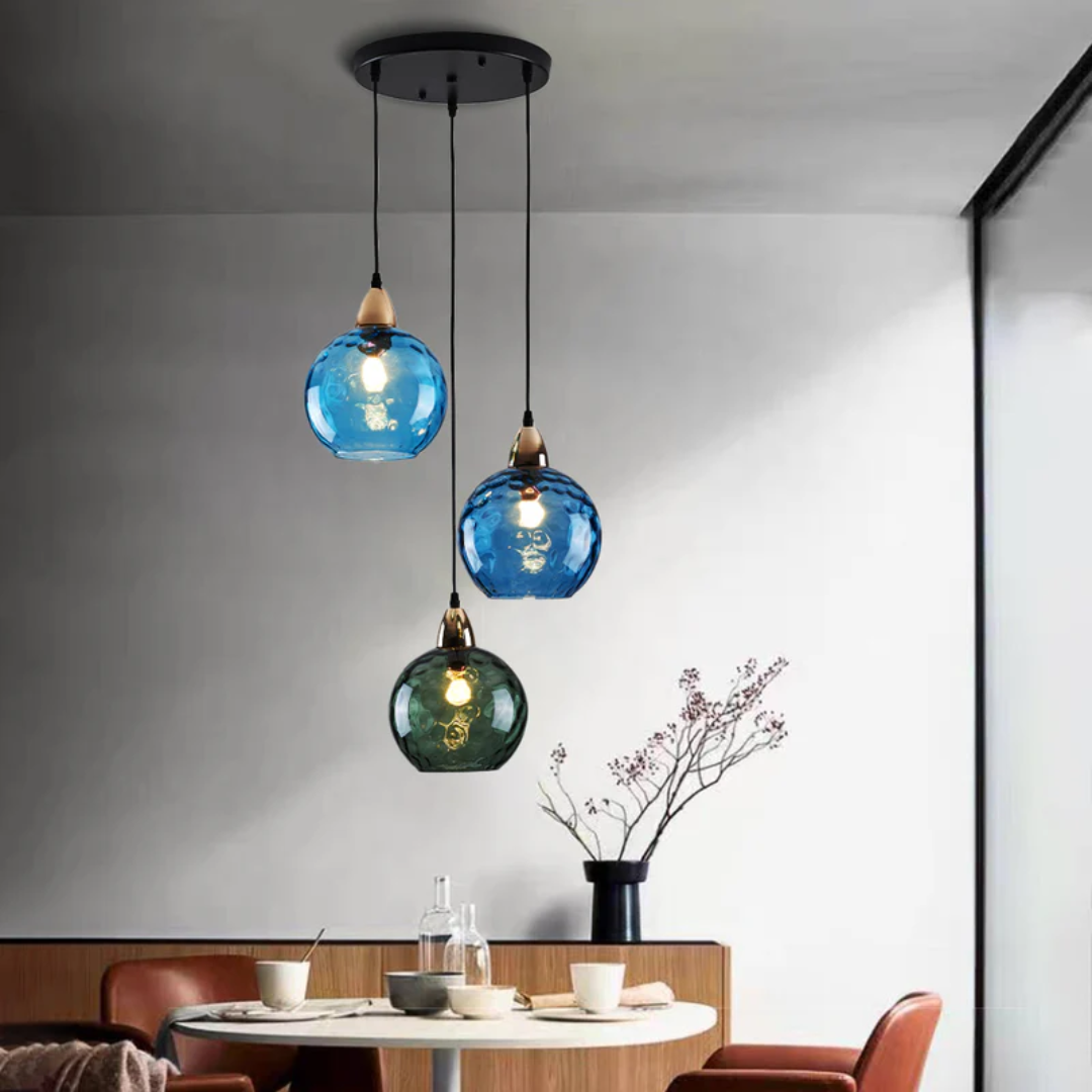 Modern Cluster Pendant Light with 3 Lamps - Cascade-Pink-Round-State of Style