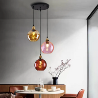 Modern Cluster Pendant Light with 3 Lamps - Cascade-Pink-Round-State of Style