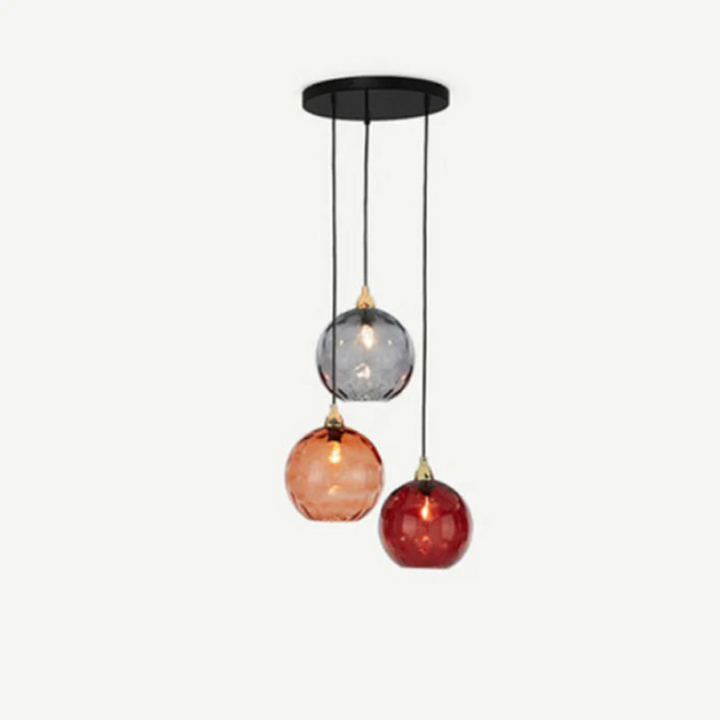 Modern Cluster Pendant Light with 3 Lamps - Cascade-Red-Round-State of Style