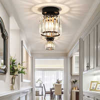 Modern Crystal Ceiling Lamp - CrystalGlow-Black-Square-State of Style