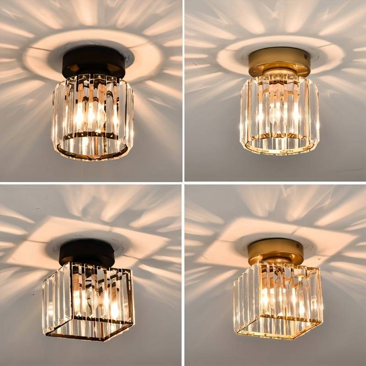 Modern Crystal Ceiling Lamp - CrystalGlow-Black-Square-State of Style