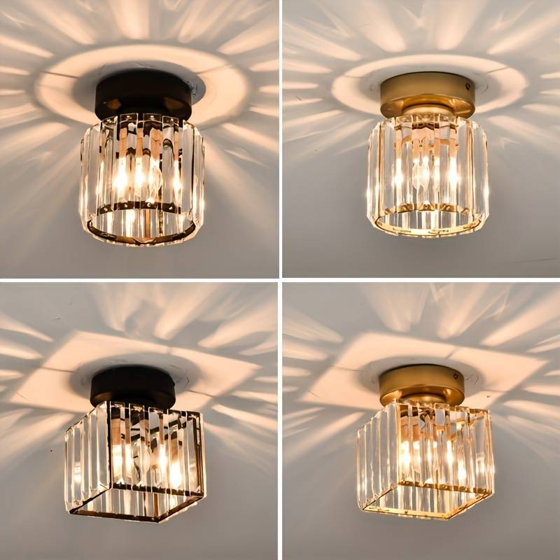 Modern Crystal Ceiling Lamp - CrystalGlow-Black-Square-State of Style