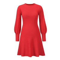 Modern Dress With Balloon Sleeves | Elegant & Stylish-Red-S-State of Style