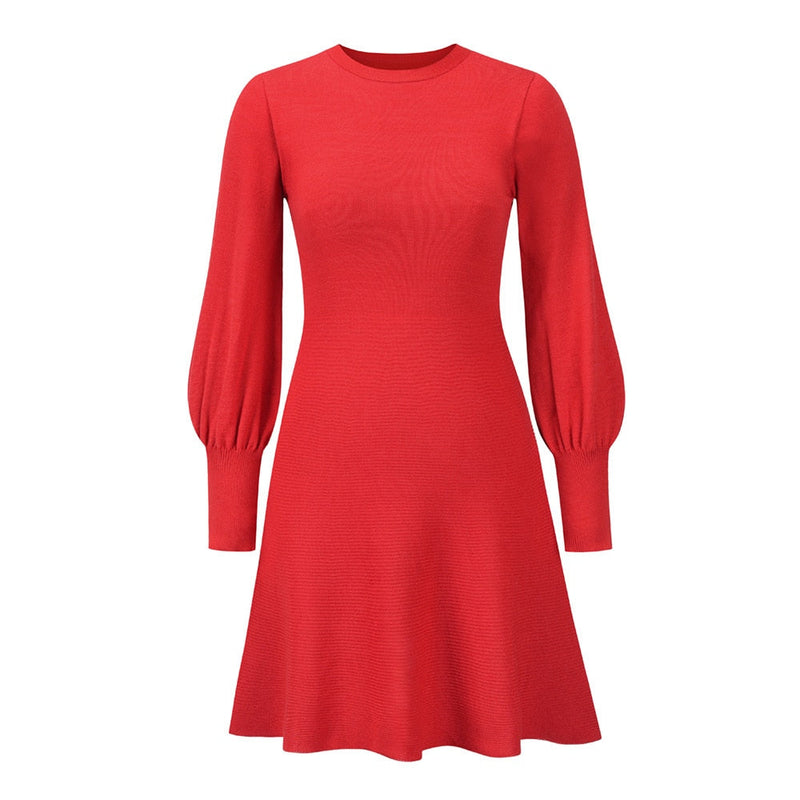 Modern Dress With Balloon Sleeves | Elegant & Stylish-Red-S-State of Style