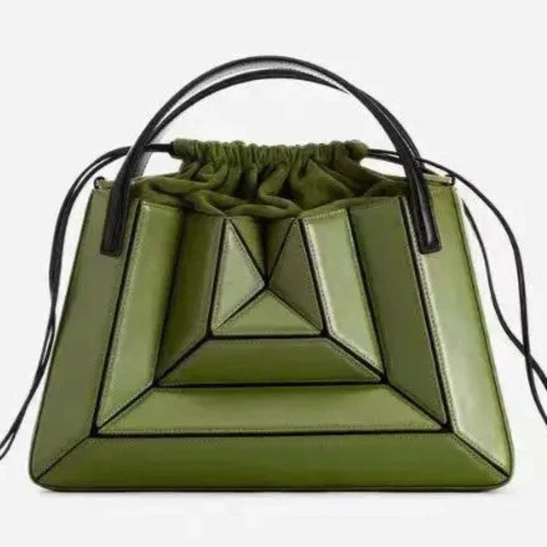 Modern Handbag with Geometric Design - GeoChic-Green-State of Style