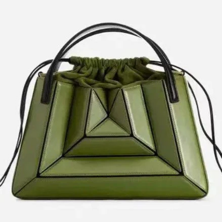 Modern Handbag with Geometric Design - GeoChic-Green-State of Style