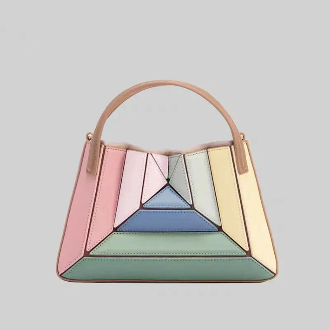 Modern Handbag with Geometric Design - GeoChic-Pink-State of Style