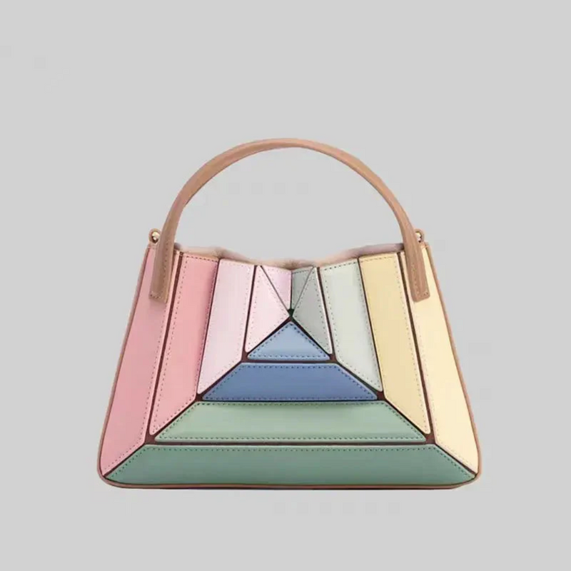 Modern Handbag with Geometric Design - GeoChic-Pink-State of Style